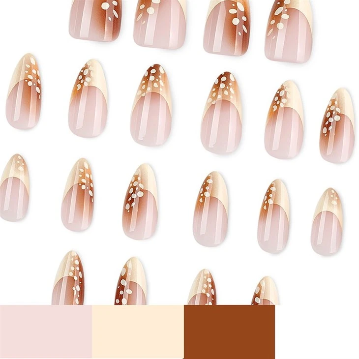 Caramel French Tip Floral Press On Nails best