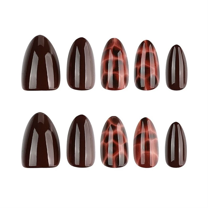 Glossy Tortoiseshell & Brown Press-On Nails high quality